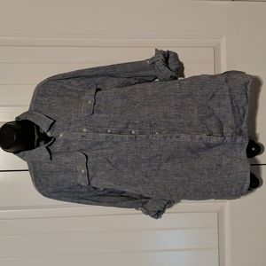 Lands end collared button-down chambray blouse size large blue